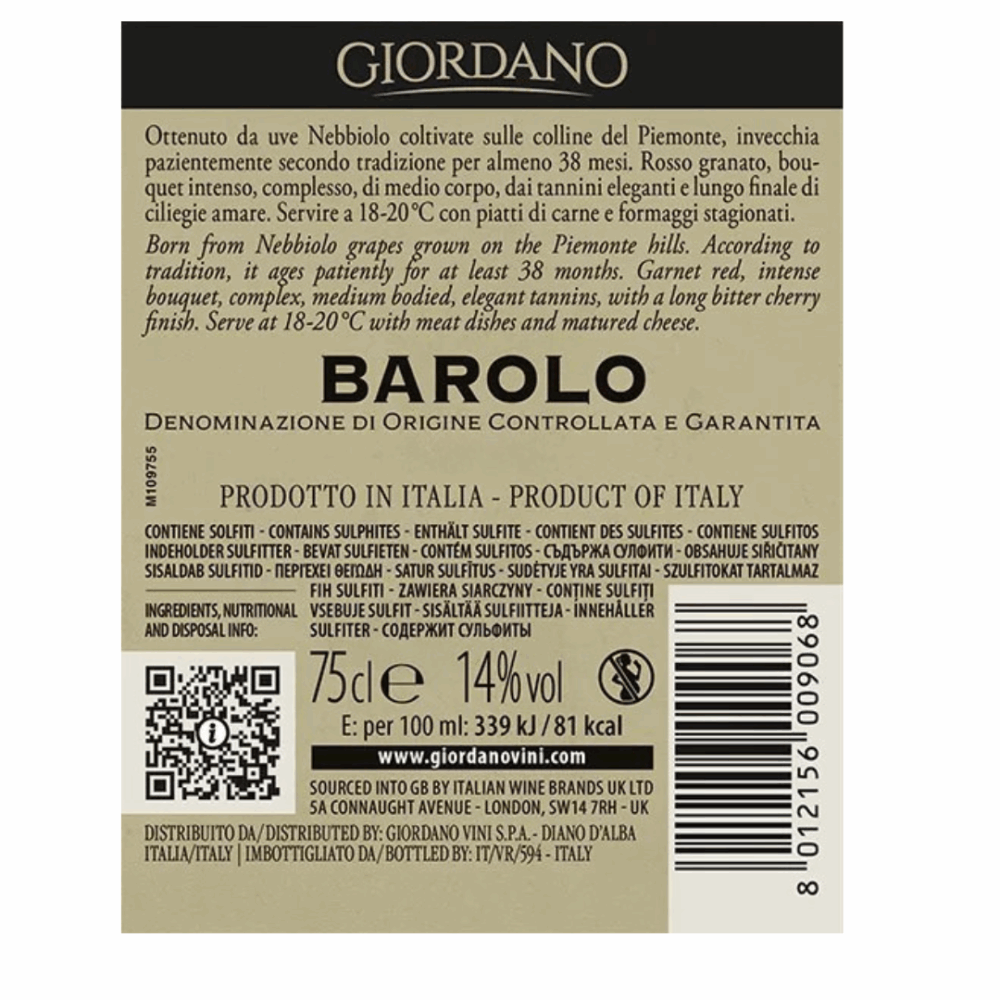 Barolo DOCG Giordano 750ml - Image 2